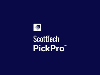 ScottTech PickPro Brand Identity brand design brand identity branding business identity creative direction design efficiency tools graphic design identity design industrial automation inventory management logistics software logistics tech logo logo branding logo design supply chain automation visual identity warehouse solutons warehouse tech