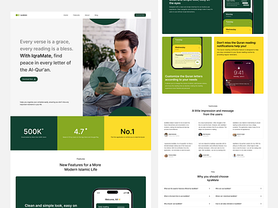 IqraMate - Reminder App Landing Page branding design landing page ui ui design uidesign uitrends uiux uiuxdesign