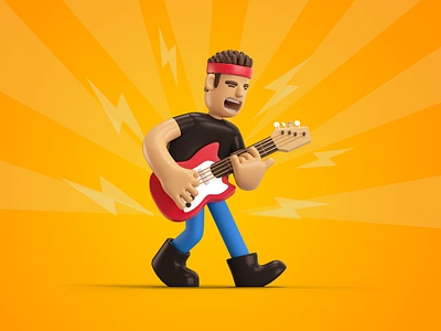 Guitar hero 3d animation design graphic design illustration motion graphics ui