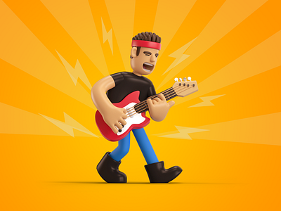 Guitar hero 3d animation design graphic design illustration motion graphics ui