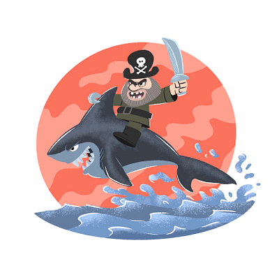 Shark Pirate 3d animation design graphic design illustration ui vector