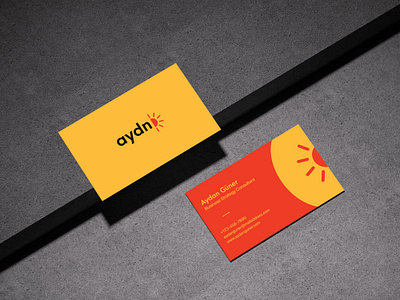 Sunny Business Card business card design minimal mockup red sun yellow