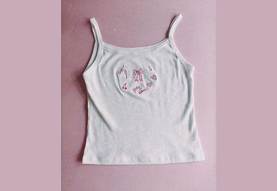 girly vibes tank top apparel apparel design apparel designer artist bows brand design branding branding inspo cherries chicago illustrator cute apparel girly things girly vibes hair clip illustration illustrator lipstick logo design tank top