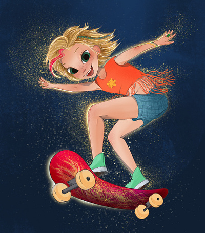 Happy girl 2d character design children illustration