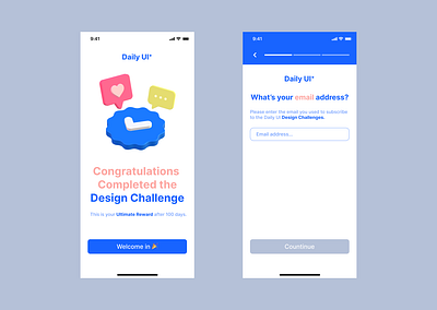 Daily UI Day 1 / Sign up app dailyui design challenges onboarding sign up ui