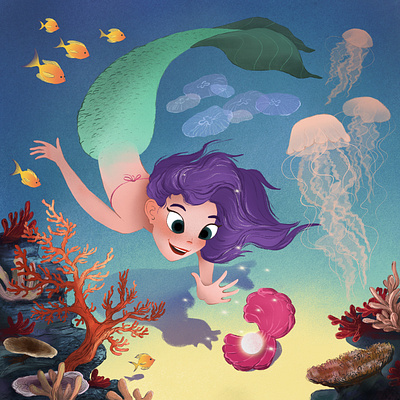 Under the sea 2d character design children illustration