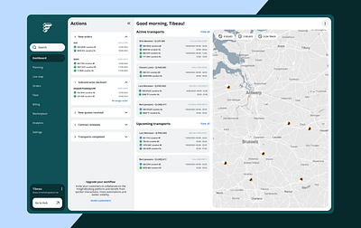 FreightBooking: Transport Management System Design + Development belgium business dashboard design freight logistics plan planning startup system tms transport transportation truck trucks ui ux