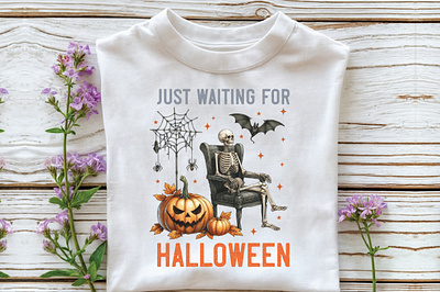 Just Waiting for Halloween Skeleton PNG halloween