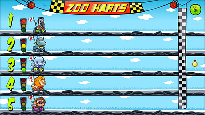 Animation of the Bonus Game for the casino slot "Kart Racing" animation bonus bonus game bonus round digital art digital design gambling game art game design game developer game graphics graphic design kart kart themed karting motion graphics slot design slot developer