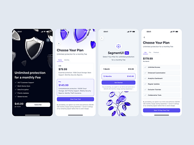 Pricing Screens - Mobile/iOS/Android clean daily dark design system download figma framer illustrations minimal pricing remix template ui ui kit