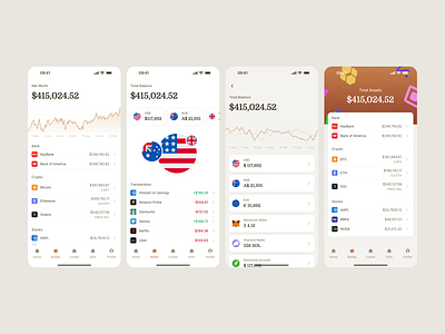 Banking & Spend - Mobile/iOS/Android brown chart clean design system download figma framer graph minimal pastel remix serif template ui kit warm