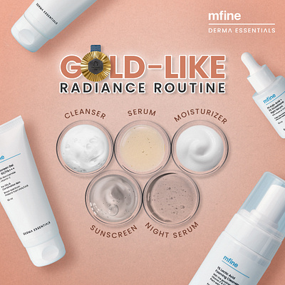 Gold-like Radiance Routine - Olympic Themed Social Media Post beautiful beauty brand branding concept creative design gold graphic design olympic product radiance routine skin skincare