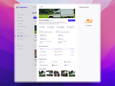 Carrier Details - Logistics App app application company app design logistics logistics app ui uitrends user interface design user interface designer ux web app