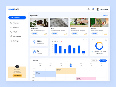 SmartClass Deshboard analysis app app design blue color calendar dashboard design edteach graph illustration learning lms logo minimal design mobile design online online class ui