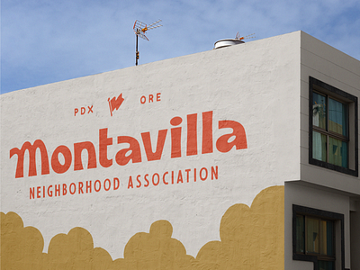 Montavilla Neighborhood Association - Mural / Signage blue collar city logo clouds community branding community logo food scene foodie lettering mural mural design pdx design portland parks quirky branding small business small town logo street food