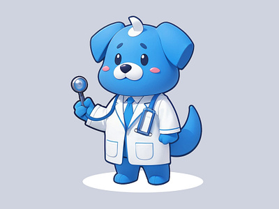 Cute Blue Dog Mascot Illustration 3d blue cartoon character cute design doctor dog icon illustration pastel rendering
