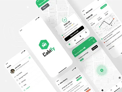 Cabify - Cab Booking App: Driver Side cab booking app case study driver app driver ride booking app driver taxi app figma mobile app mobile app design ride booking app taxi app transporation ui ui design