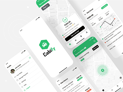 Cabify - Cab Booking App: Driver Side cab booking app case study driver app driver ride booking app driver taxi app figma mobile app mobile app design ride booking app taxi app transporation ui ui design