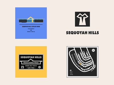 Sequoyah Hills Eichler community - custom artwork adobe illustrator house drawing identity design illustration logo logo design map map illustration mid century modern minimalist mockups signage signage design vector vector art vector illustration