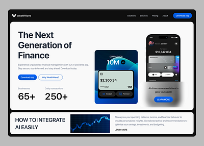 Finance App Landing Page Design banking design finance fintech fintech app interface landingpage landingpage design mobileapp product design ui uiux ux web web interface web ui webpage website design website ui