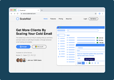 ScaleMail | UI Web Design Page bluewebsite mailtracker mailtrackerwebsite mailwebsite modern modernwebdesign ui uidesign uiwebdesign webdesign website websitedesign