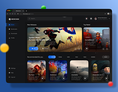 Movie streaming app (web app) app design movie movie app ui uiux ux web app