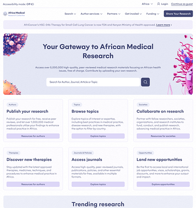 Africa Medical Research Collective Landing page design health kenya medical research ui ux website