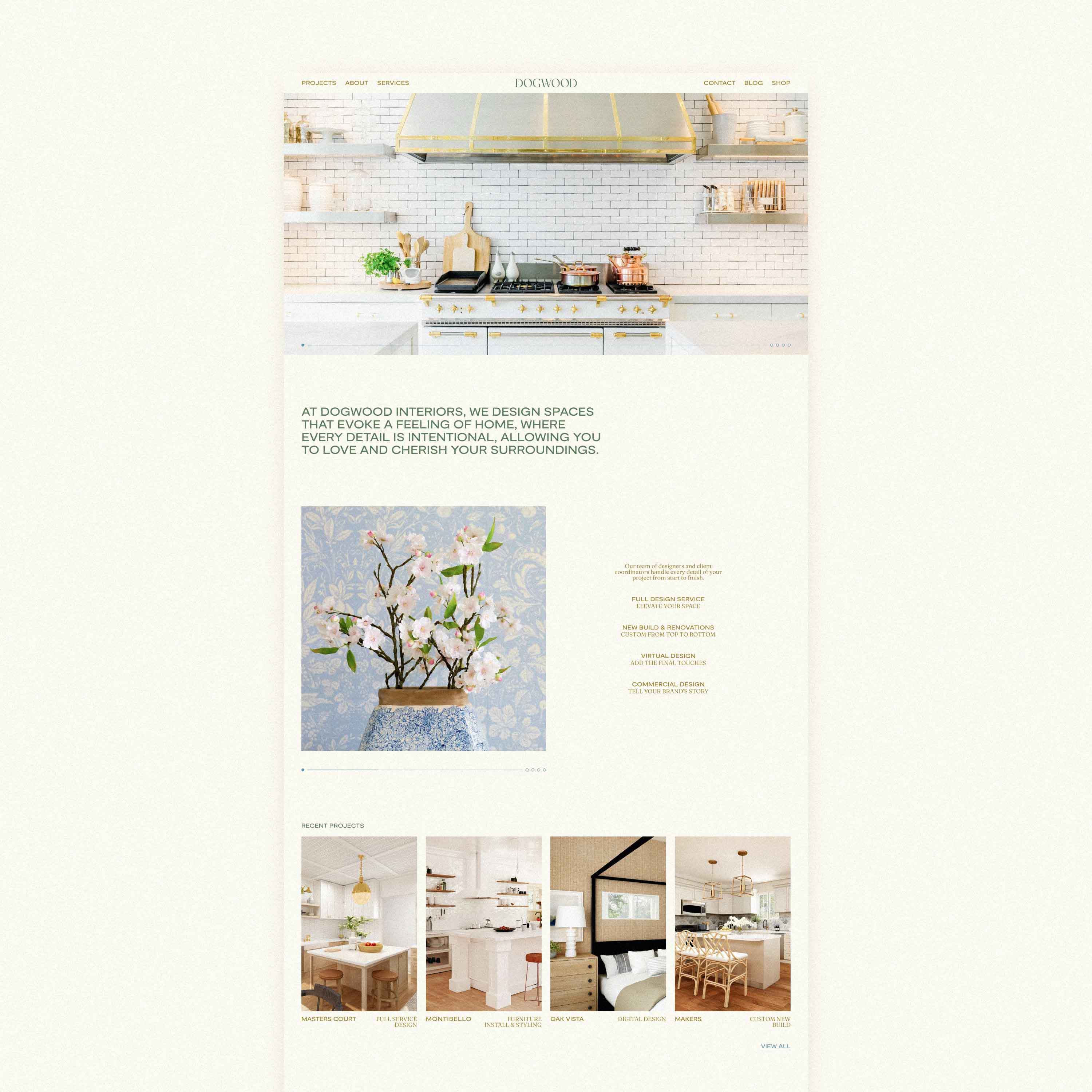 Dogwood Interiors branding design framer graphic design portfolio squarespace typography ui web design website design