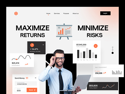 Finance Landing Page banking banking landing page charts clean dark theme design finance finance landing page finance website graphs homepage interface landing page light theme minimal ui user interface ux uxui website