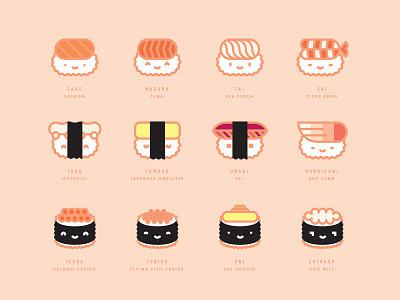 🍣 Nigiri & Sushi cute illustration japanese kawaii niguiri sushi