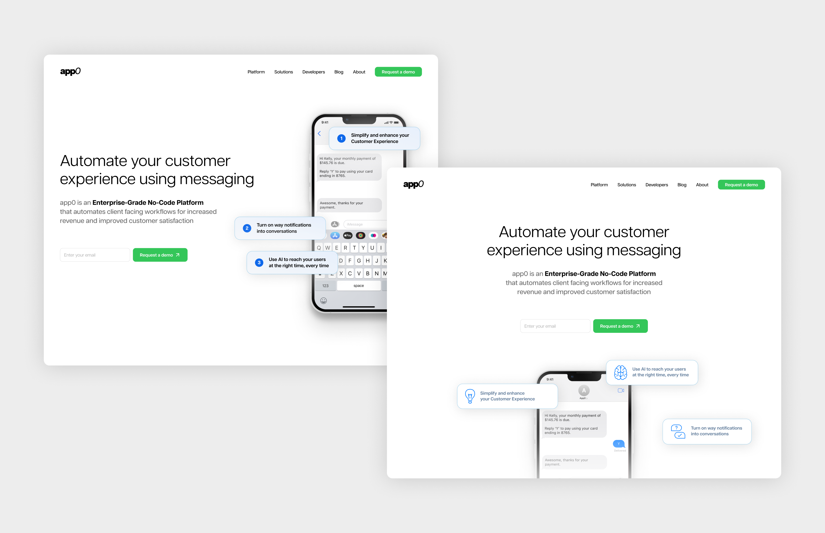 Landing page options design figma hero landing mobile website