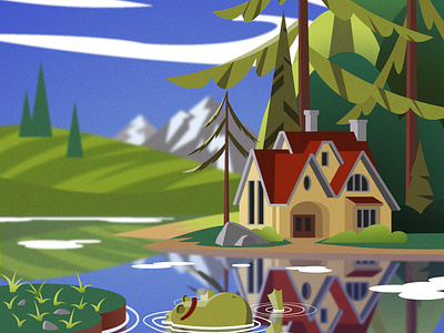 Summertime Relaxing character flat illustration il illustration landscape right colors vector