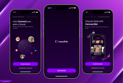 Social media mobile app design (Onboarding, Sign up/login) app connectme design forgot password login mobile onboarding signup social media social media design ui uiux uiuxdesigner user experience user interface ux