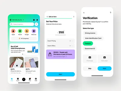 Phonfanatics - Buy & Sell Platform android buy buy products buyer clean color ui dashboard ecommerce app home ios minimal modern sell sell products seller shopping app