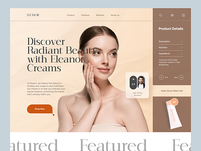 Eleanor - Shopify website design for cosmetic store cosmetic cosmetic website ecommerce facewash homepage landing landing page product details product landing page product page shopify shopify design shopify designer shopify theme customization shopify website shopify website for cosmetic web design website woocommerce