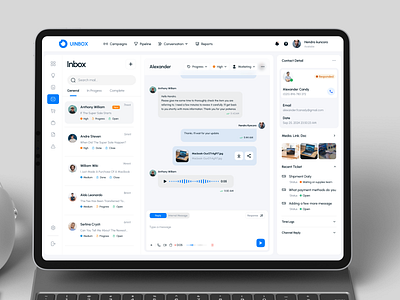 Inbox Modul chat dashboard email inbox message messaging platform saas software ui website