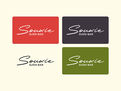 Souxie Sushi Bar bar brand lockup logo red souxie sushi type typography wordmark