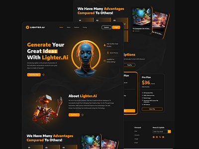 Ui Design landing Page Lighter.Ai ai artificial intelligence landing page ui ui design ui landing page ui landing page ai ui ux design ui ux designer ux design web design