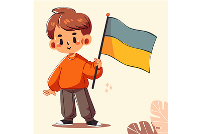 Hand Drawn Ukraine Independence Day boy cartoon celebration commemorate day event flag holiday independence joy national patriot people pride proud state symbol ukraine ukrainian unity