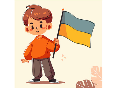 Hand Drawn Ukraine Independence Day boy cartoon celebration commemorate day event flag holiday independence joy national patriot people pride proud state symbol ukraine ukrainian unity