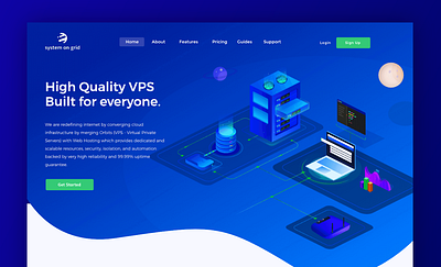 System On Grid Landing Concept landing server space vps