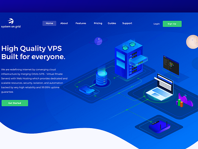 System On Grid Landing Concept landing server space vps