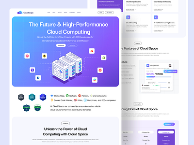 CloudScape- Cloud Computing Landing Page b2b b2c big data clean cloud computing design hosting landing page minimalistic saas server startup ui uiux ux web web design website