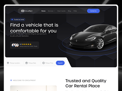 Circuit Rent - Car Rental Landing Page booking app branding buisness clean design design illi illustration landing page logo responsive ui ui design uiux user experience user interface ux ux design