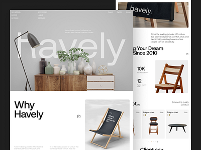 Havely - Furniture Landing Page Website clean decor decoration design ecommerce furniture furnitures home interior landing page minimalism shop ui web web design website website design