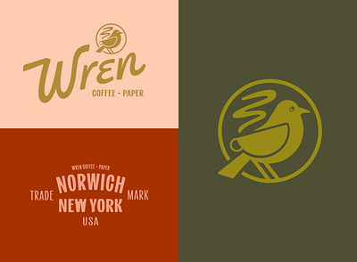 Wren Coffee + Paper Brand Design bird branding bird logo brand design cafe branding cafe logo coffee shop braning coffee shop logo new york wren