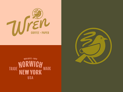 Wren Coffee + Paper Brand Design bird branding bird logo brand design cafe branding cafe logo coffee shop braning coffee shop logo new york wren