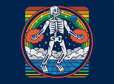 COSMOS album branding colorful cosmic cosmos death design graphic design high illustration merch mushroom old school psychedelic skull trippy ui vintage