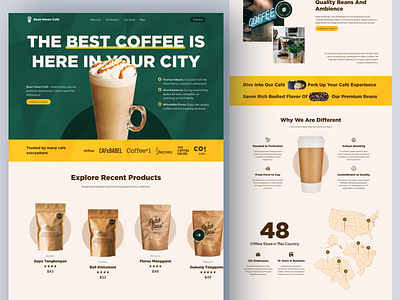 Bean Haven - Cafe Landing Page bold typography branding business cafe landing page cafe web cafe website coffee design landing page online store premium beans store landing page ui uidesign ux web web design