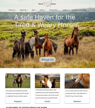 Horse Facility Website animals branding graphic design logo logo design sanctuary simplicity ui ux vector web design webpage